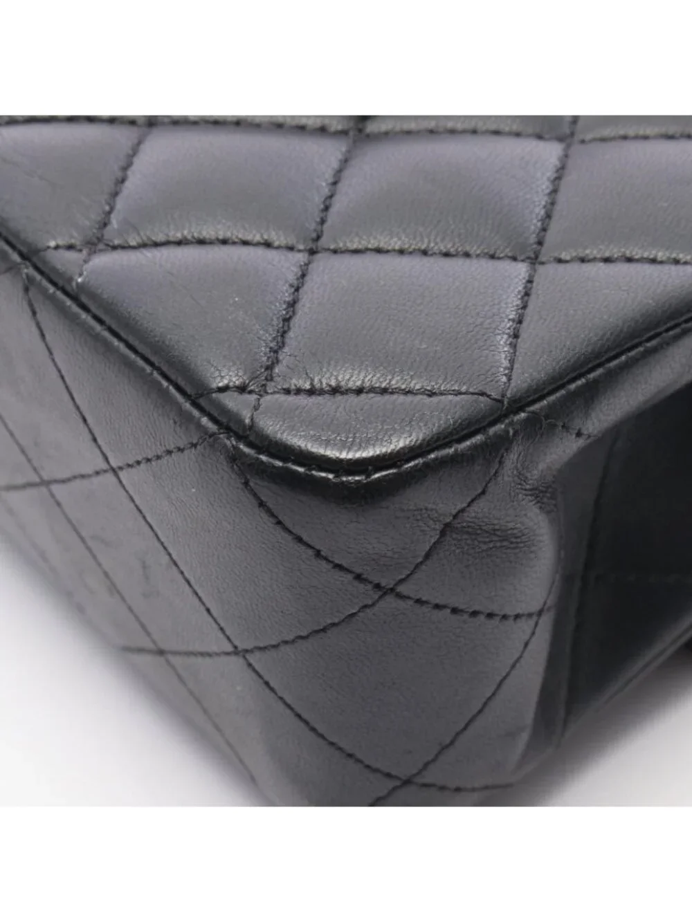 Chanel Shoulder Bag Quilted Double Flap Black Lambskin Chain